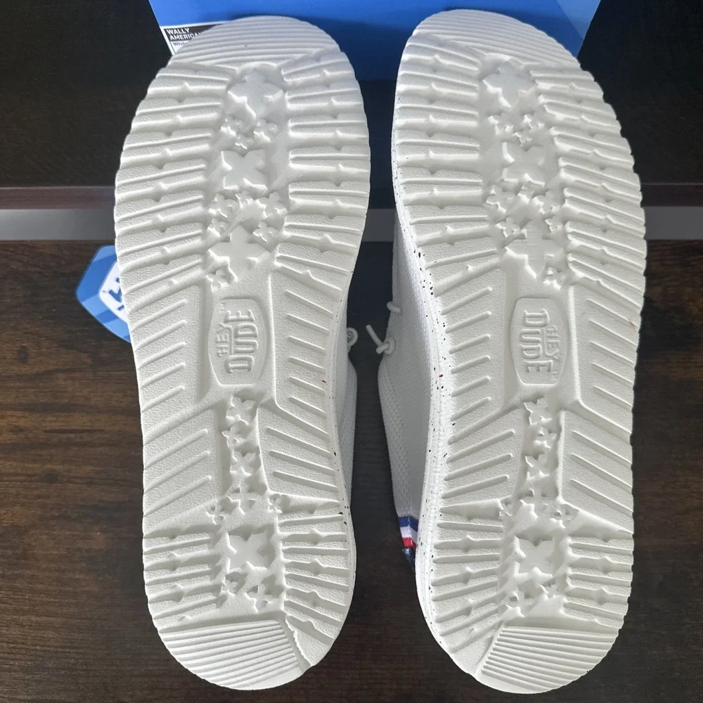 Hey Dude Wally Americana Mesh White/Multi Shoe Men's 11 Patriotic 45427-94S NIB